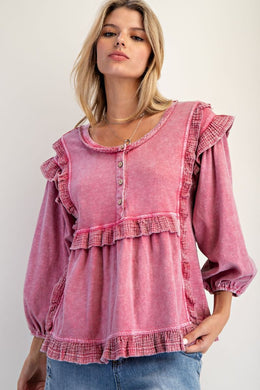Autumn Afternoon Ruffle Top - Rose