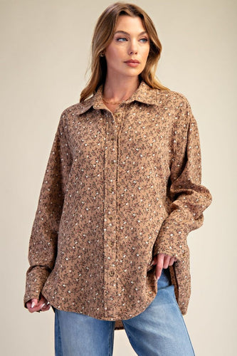 Magnolia Floral Button Down - Almond