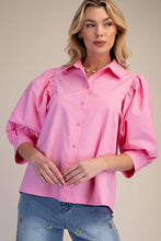 Load image into Gallery viewer, Amelia Button Up Top - Barbie Pink