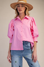 Load image into Gallery viewer, Amelia Button Up Top - Barbie Pink