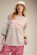 Load image into Gallery viewer, Emmie Mixed Pattern Top - Tan