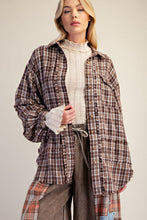 Load image into Gallery viewer, Self Distressed Plaid Tunic Button Down
