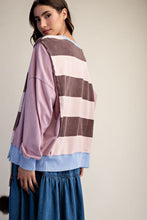 Load image into Gallery viewer, Rugby Stripe Pullover - Chocolate / Strawberry