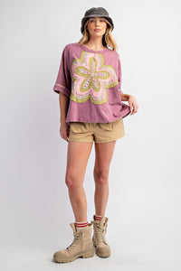 Groovy Flower Patch Top - Dusty Magenta *Curvy*
