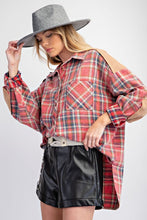 Load image into Gallery viewer, Patched Up Plaid Flannel - Strawberry