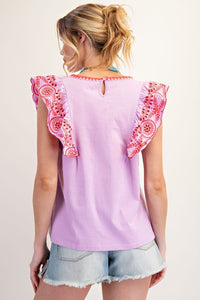 Holland Embroidered Ruffle Top - Lilac Rose