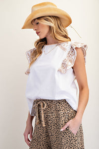 Holland Embroidered Ruffle Top - White