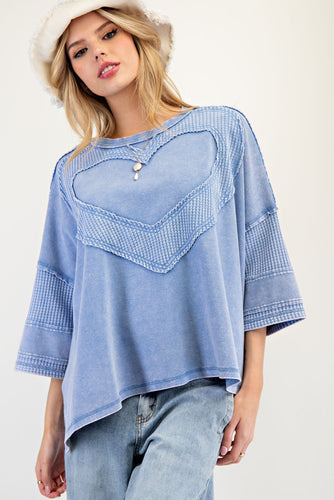 Heart to Heart Oversized Top - Peri Blue