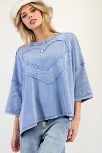 Heart to Heart Oversized Top - Peri Blue