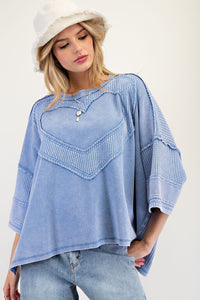 Heart to Heart Oversized Top - Peri Blue
