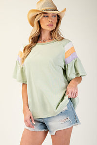 Kiara Ruffle Sleeve Top - Sage *Regular & Curvy*