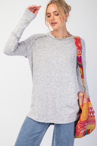 So Soft Heathered Long Sleeve - Grey