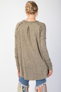 So Soft Heathered Long Sleeve - Olive