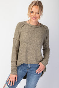 So Soft Heathered Long Sleeve - Olive