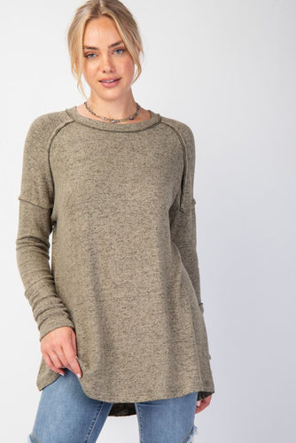 So Soft Heathered Long Sleeve - Olive