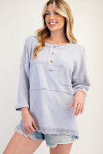 Load image into Gallery viewer, Parker Henley Top - Blue Grey