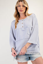 Load image into Gallery viewer, Parker Henley Top - Blue Grey