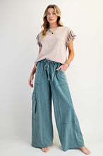 Load image into Gallery viewer, Louisa Mineral Wash Ruffle Sleeve Top - Mushroom