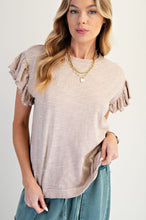 Load image into Gallery viewer, Louisa Mineral Wash Ruffle Sleeve Top - Mushroom