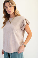 Load image into Gallery viewer, Louisa Mineral Wash Ruffle Sleeve Top - Mushroom