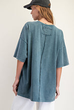 Load image into Gallery viewer, Kaelyn Crochet Pocket Tee - Faded Teal