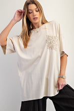 Load image into Gallery viewer, Kaelyn Crochet Pocket Tee - Light Khaki