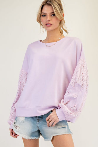 Ivey Lace Pullover - Lilac
