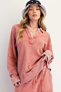Asher Thermal Knit Pullover - Boho Red