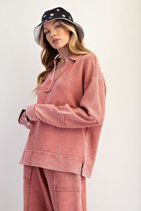 Asher Thermal Knit Pullover - Boho Red