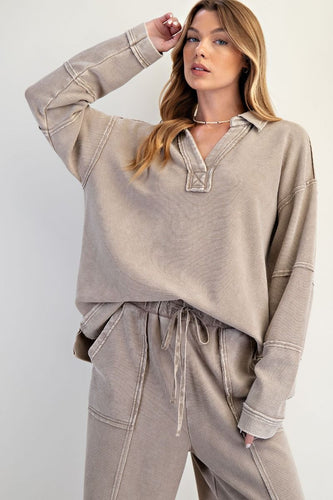 Asher Thermal Knit Pullover - Light Mocha