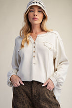 Load image into Gallery viewer, Macy Textured Henley Top - Ecru