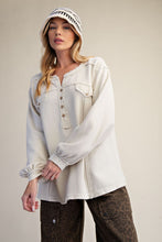 Load image into Gallery viewer, Macy Textured Henley Top - Ecru