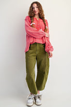 Load image into Gallery viewer, Macy Textured Henley Top - Strawberry