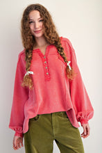 Load image into Gallery viewer, Macy Textured Henley Top - Strawberry