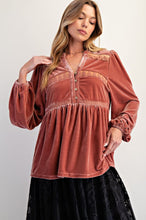 Load image into Gallery viewer, Lacey Velvet Top - Rose Gold