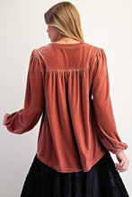 Load image into Gallery viewer, Lacey Velvet Top - Rose Gold