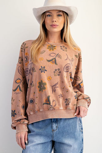 Rosalyn Floral Pullover - Mocha