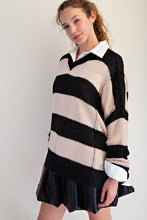 Load image into Gallery viewer, Striped Rugby Sweater - Black &amp; Natural