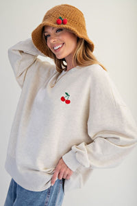 Cherry On Top Pullover - Heathered Grey