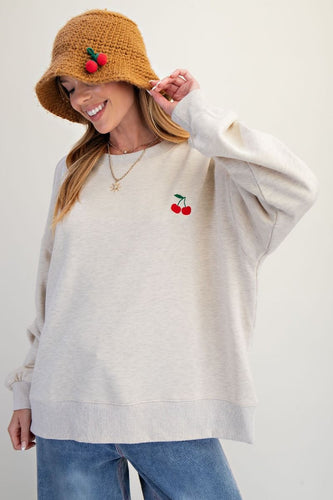 Cherry On Top Pullover - Heathered Grey