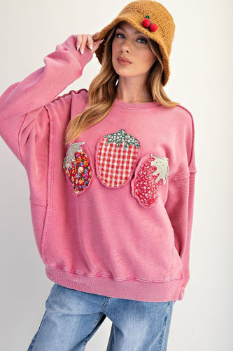 Strawberry Patch Pullover - Mauve