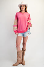 Load image into Gallery viewer, Layne Patch Sleeve Top - Bubblegum Pink *Regular &amp; Curvy*