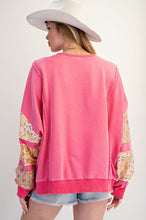 Load image into Gallery viewer, Layne Patch Sleeve Top - Bubblegum Pink *Regular &amp; Curvy*