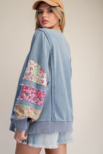 Load image into Gallery viewer, Layne Patch Sleeve Top - Dusty Navy