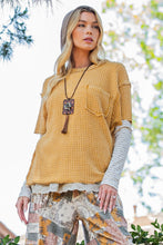 Load image into Gallery viewer, Kelly Washed Waffle Top - Mustard