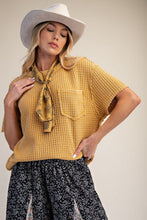 Load image into Gallery viewer, Kelly Washed Waffle Top - Mustard