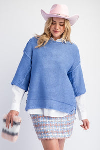 Brielle Knitted Boxy Sweater - Peri Blue