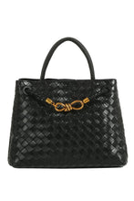 Load image into Gallery viewer, Evie Woven Satchel Bag - Black