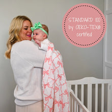 Load image into Gallery viewer, Beautiful Bows Muslin Swaddle Blanket