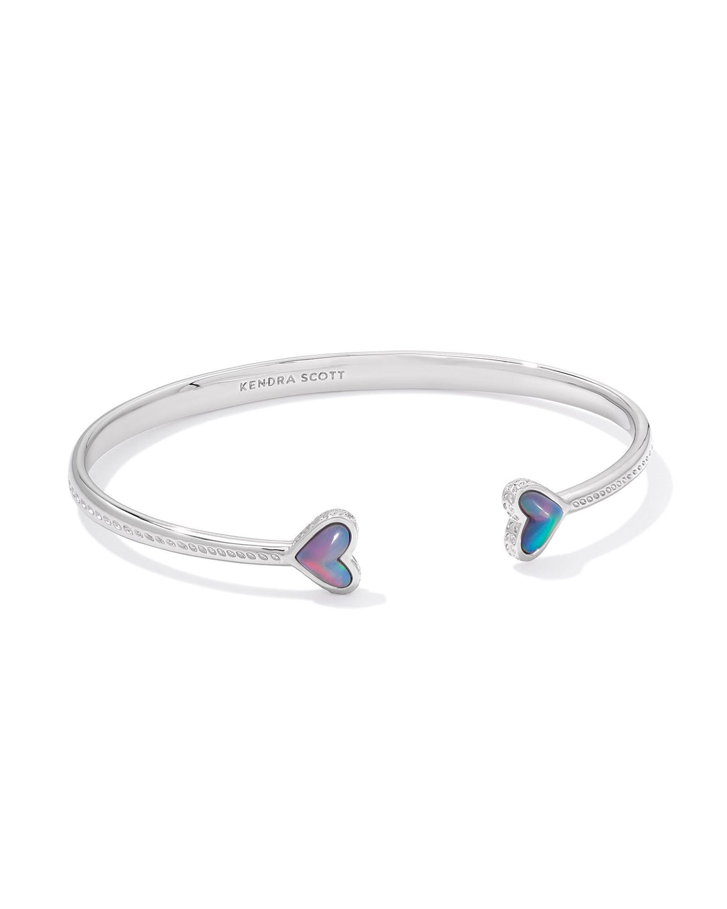 Kendra Scott Framed Ari Heart Silver Cuff Bracelet in Lilac Opalescent Resin